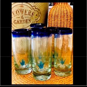 Handmade crystal shot glasses from Mexico.